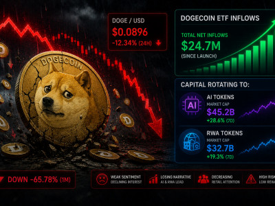 끝없는 추락 도지코인(DOGE), ETF 수혈에도 '비틀'… AI·RWA에 뺏긴 밈코인 투심